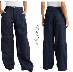AFRM los Angeles Collins Utility Cargo Jeans Dark Rinse Wash sz 25